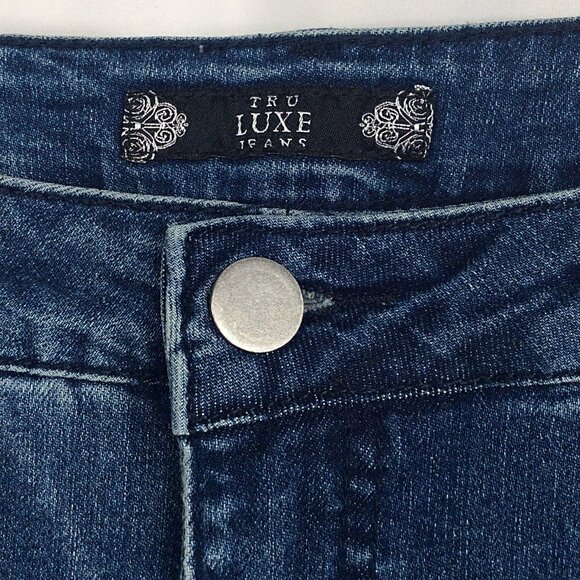 Tru Luxe Jeans Womens Size 14 Distressed Plaid Patch Patchwork Straight Leg - Picture 6 of 7